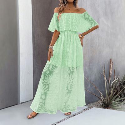 Spring and Summer Women's One-line Neckline High-waisted Temperament Dress