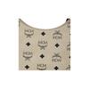 MCM Aren Visetos Half-Moon Monogram All-Over Print Leather Shoulder Bag Small Unisex Couple's Style Beige