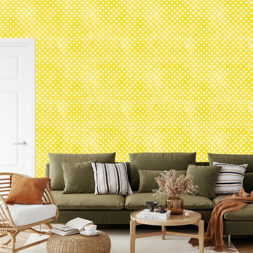 Stars Yellow Wallpaper for Living Room and Bedroom 50x1000