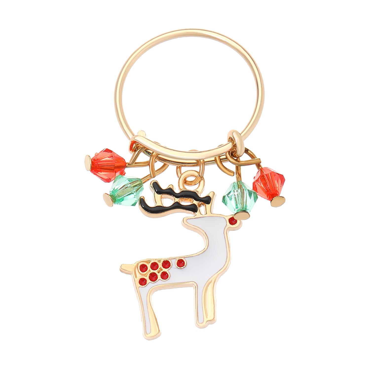 

Рождественский лось Санта кольцо для женщин модное милое золотистого цвета с капельной эмалью регулируемое на палец праздничная вечеринка ювелирные изделия Type 3 золотой