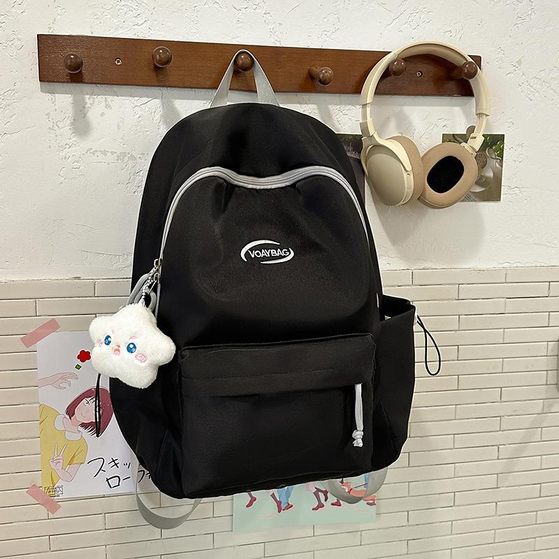 Schoolbag Solid Color Versatile School Bag Female Korean Edition Girl Student High Value Simple Casual Large Capacity New Backpack Backpack