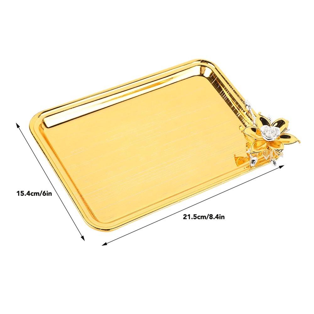 2pcs Light Luxury Table Serving Tray European Gold Serving Tray Rectangular Serving Tray For Party