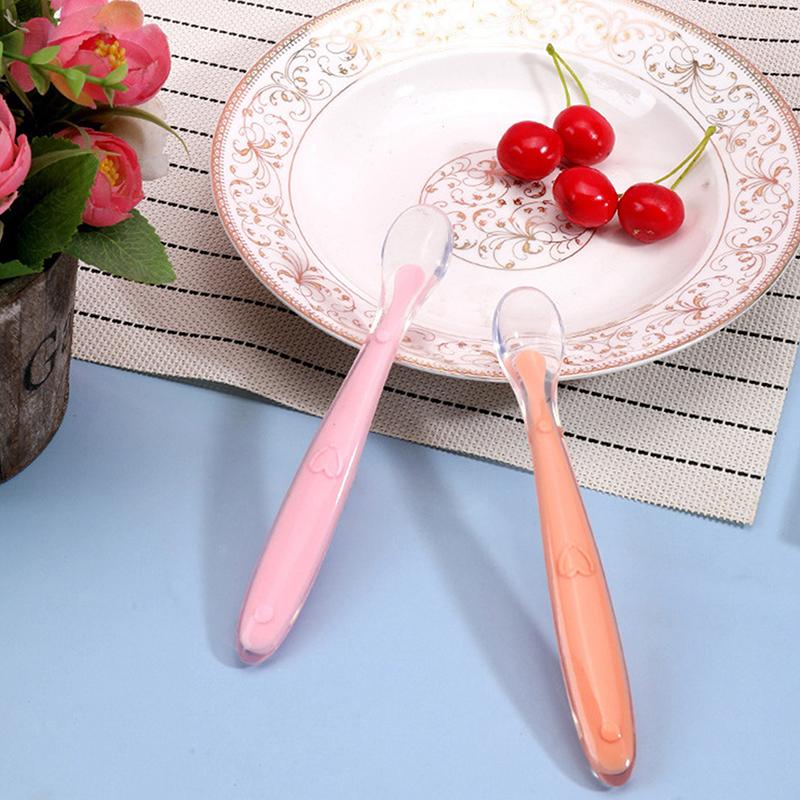 1 Piece Training Feeding Spoons Baby Silicone Soft Spoon For Children Kids Infants Temperature Sensing