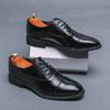 Men's Shoes 46 Leather Shoes Fashion Men's Business Dress Shoes Korean Version Trend Engraved Leather Shoes