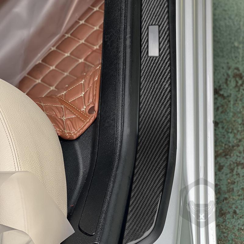 Carbon Fiber Car Accessories Door Sill Panel Interior Trim Cover Soft Sticker For BMW 7 Series F01 730li 740li 750li 2009-2014