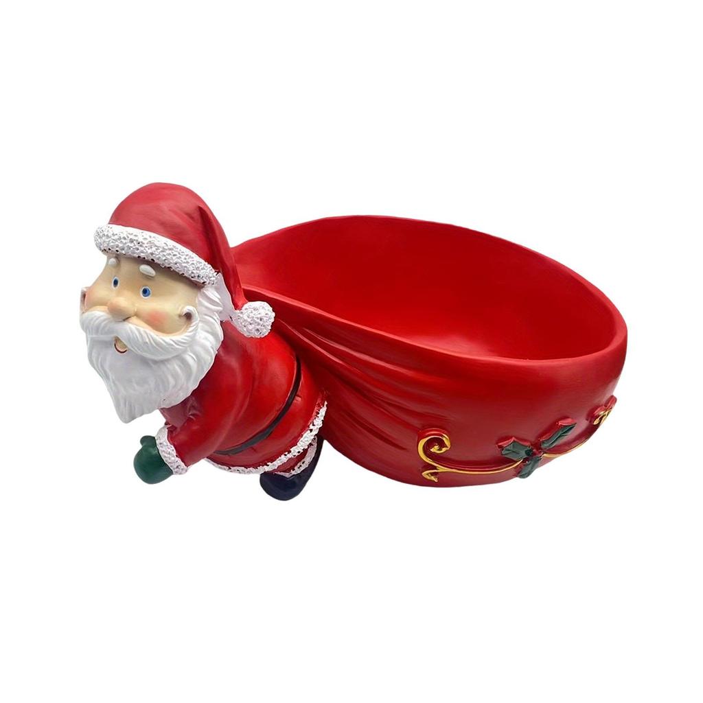 Santa Decor Statue with Storage Bowl ,Gift ,Resin Figurine ,Christmas Sculpture Sundries Container Key Holder for Bedroom