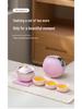 Portable Pink Flower Tea Set with Hand-Grip Pot: Home & Outdoor Quick-Brew Gongfu Set with Storage Bag