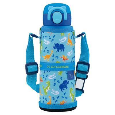 ZOJIRUSHI Water Bottle Kids Mug with String for Mug Seamless One Touch 480ml Dinosaur Blue Lid and Gasket Are Integrated SM-UA48-AJ