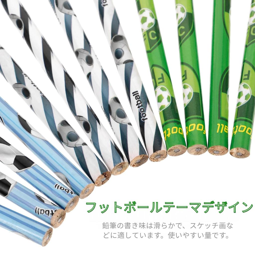 Tofficu Set of Smooth Perfect As a Gift for Elementary School for or Hobby Use 60-piece Soccer-patterned Pencils, Wooden, Lightweight, Writing,