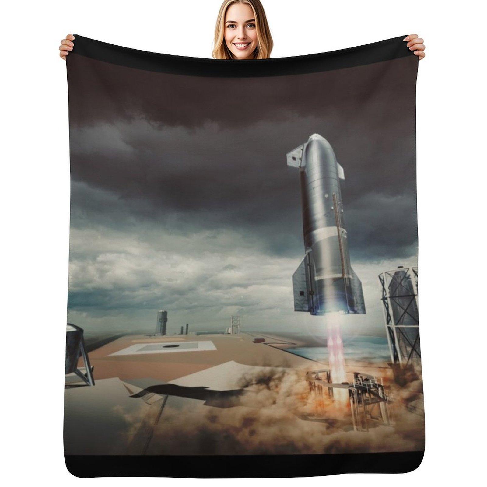 SpaceX Starship SN15 Throw Blanket Cozy Throw Blanket for Bed Sofa Chair Size: 75*100cm, Weight: 230 GSM