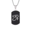 New Mens Tag Necklace for Womens Stainless Steel All Gloss Horus Eye Pendant Steel Color