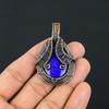 Joyful Lapis Lazuli Gemstone Pure Copper Wire Wrapped Handmade Pendant Jewelry