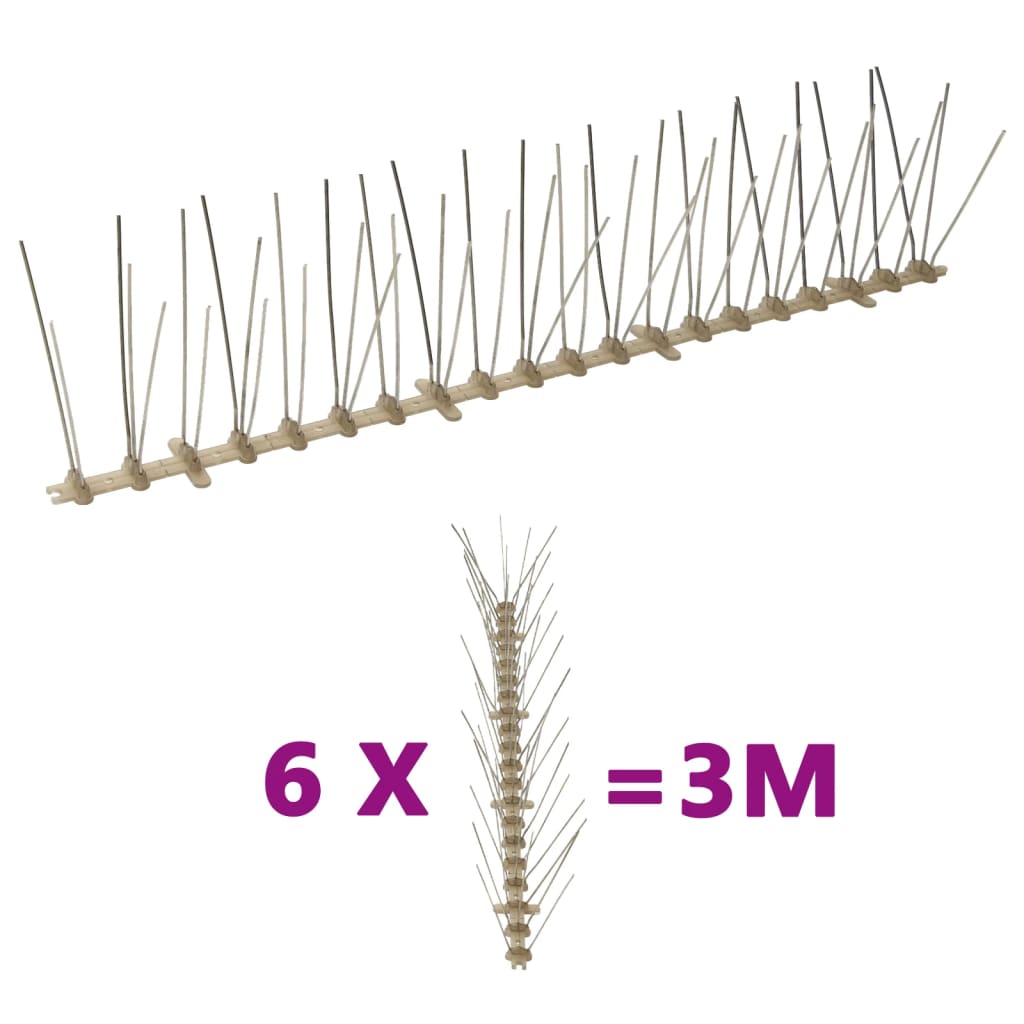 6 Piece Bird Deterrent Spikes Set 3 m Plastic 5 Row Design