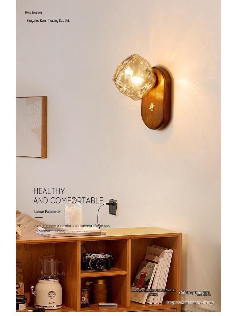 Japanese Retro Minimalist Ice Cube Wall Lamp for Living Room and Master Bedroom