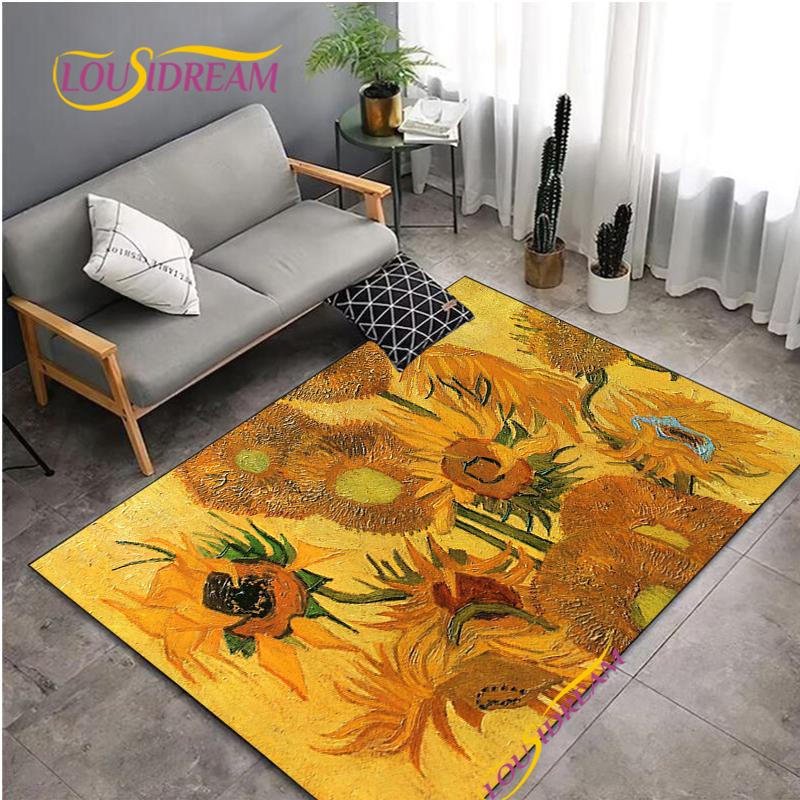 Fashion Van Gogh Art Carpet for Living Room Bedroom Rugs Kitchen Kids Door Un-slip Floor Mats Alfombra Birthday gift Poster Mat