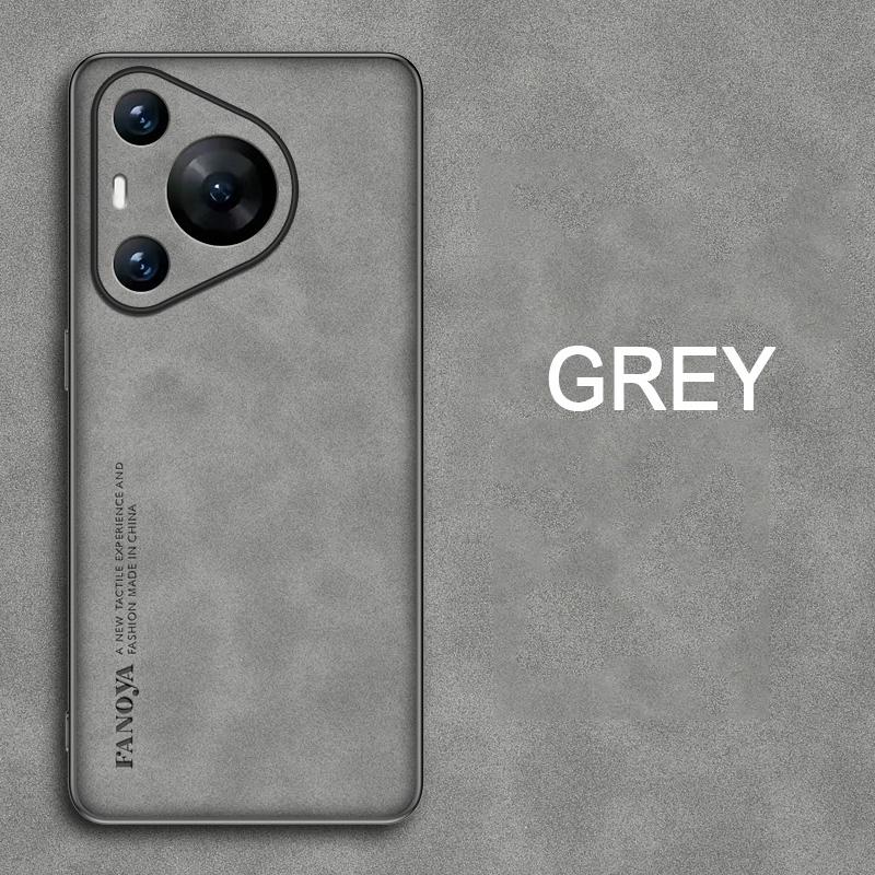 

для Pura 70 Pro Plus Case Luxury Sheepskin PU Leather Cover для Huawei Pura 70 Pro Plus Ultra Matte Soft Silicone Shockproof Bumper For Pura 70 сірий колір