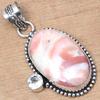 Pendant Pink Opal Swiss Blue Gemstone Valentine'Day Gift Silver Jewelry 2.25"