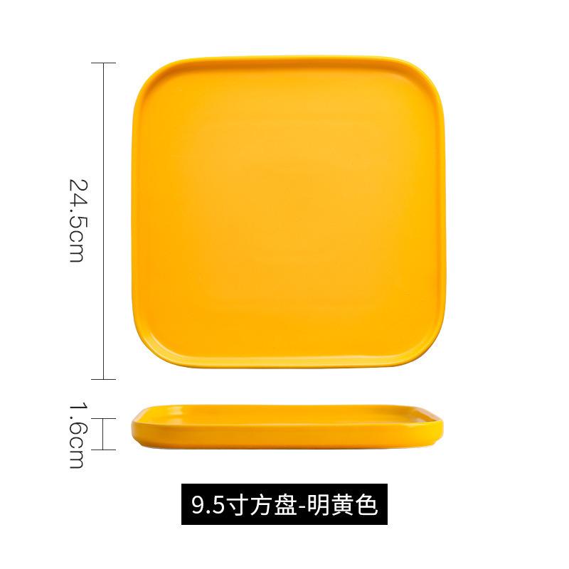 Nordic Style Ceramic Western Plate Square Steak Plate Household Square Plate Western Tableware Vegetable Plate Breakfast Plate