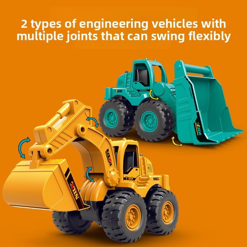Excavator Bulldozer Kids Inertia Construction Car Toy With Interactive Component