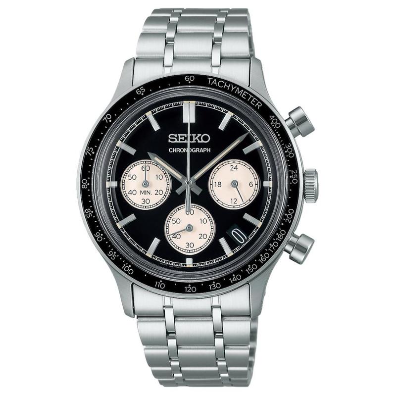 

SEIKO SPORT series 50 meters waterproof Quartz Steel Strap 38.7mm men s watch black dial SSB479P1 чорний