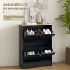 Shoe Cabinet for 12 Pairs, 2 Drop-Down Drawers, Adjustable Shelves, 60x23.5x80cm, Black