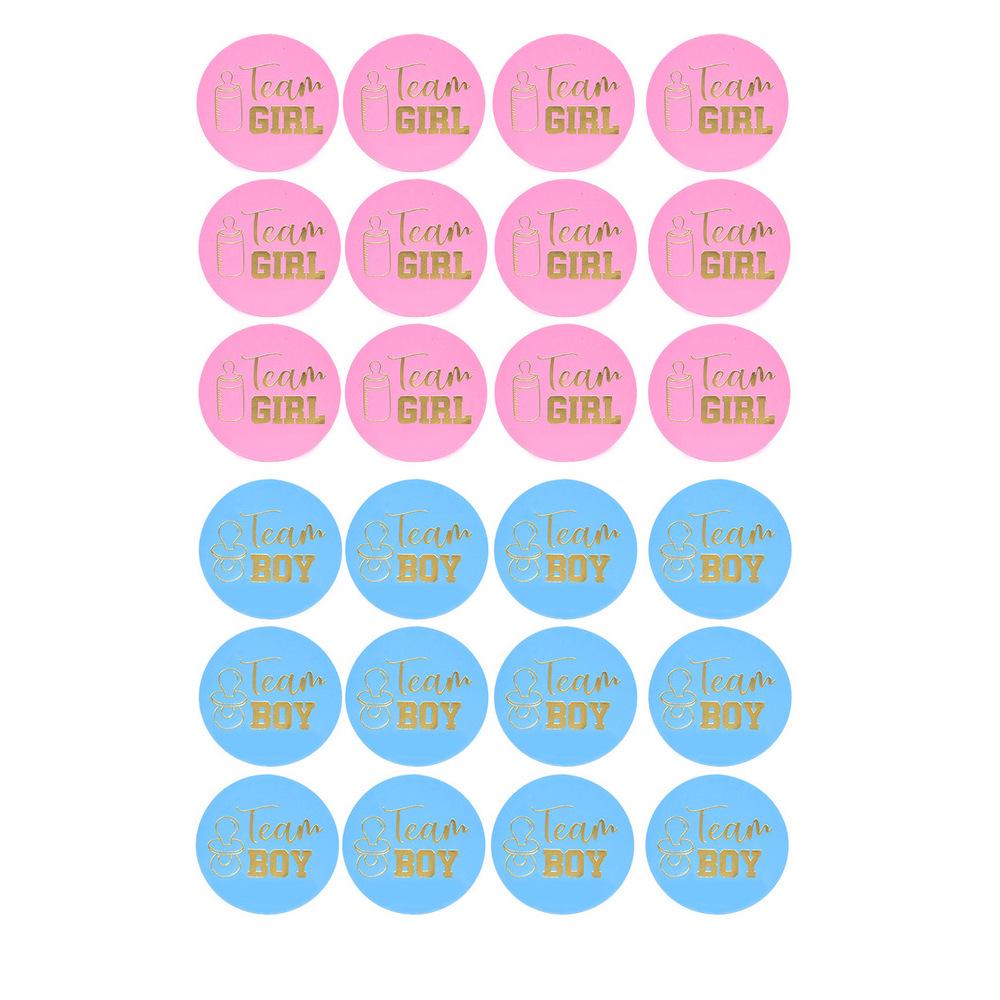 

Gender Reveal Stickers: Team Boy or Girl, 24 Pack