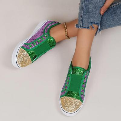 Damskor 2021 Höst Paljett Slip-On Ballerinaskor - Europeisk & Amerikansk Stil