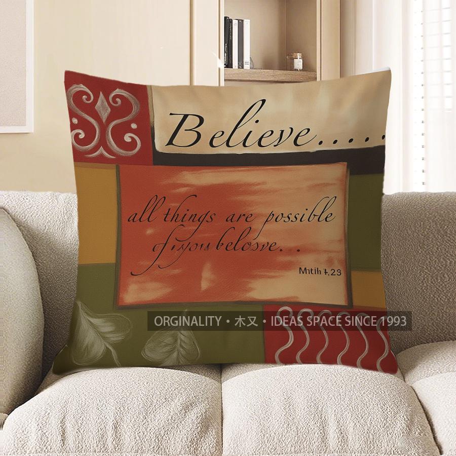 

Home Decor Inspiring Faith Quote Decorative Throw Pillow Pattern Cushion Cover Suitable For Sofa Bedroom Car Pillow Cover 40x40cm