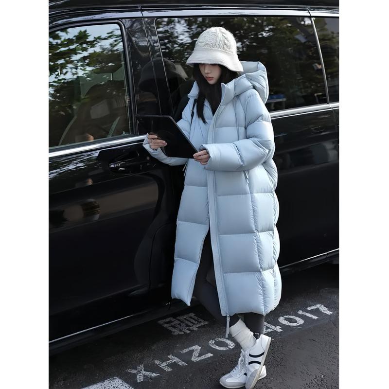 

Женский пуховик средней длины Новый популярный с капюшоном Ниже колена Утепленный Зимняя куртка с хлопковой подкладкой M