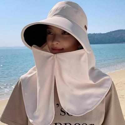 Women Sunshade Shawl Cap Detachable Wide-Brimmed Anti-UV Visor Cap Sun Protection Picking Tea Hat Outdoor Riding Hat