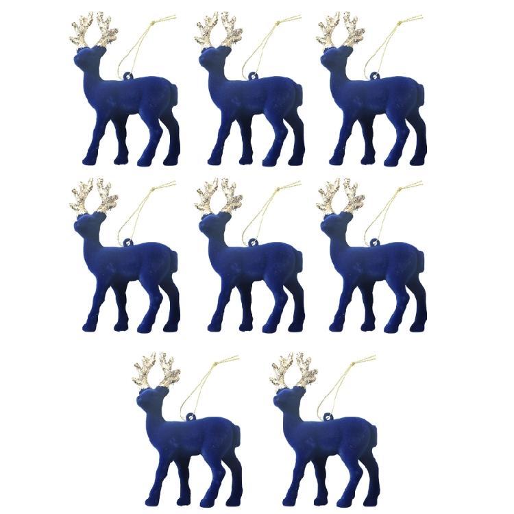 Set of 8 Festives Reindeers Hanging Baubles Tabletop Decoration Deer Shaped Figurines Ornament Holiday Accessories