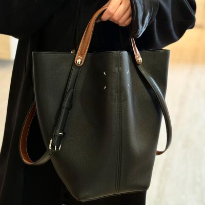 Bucket Bag, Genuine Leather Basket Bag, Loose Texture, Top Layer Cowhide, Large Capacity Single-shoulder Tote Bag for Women