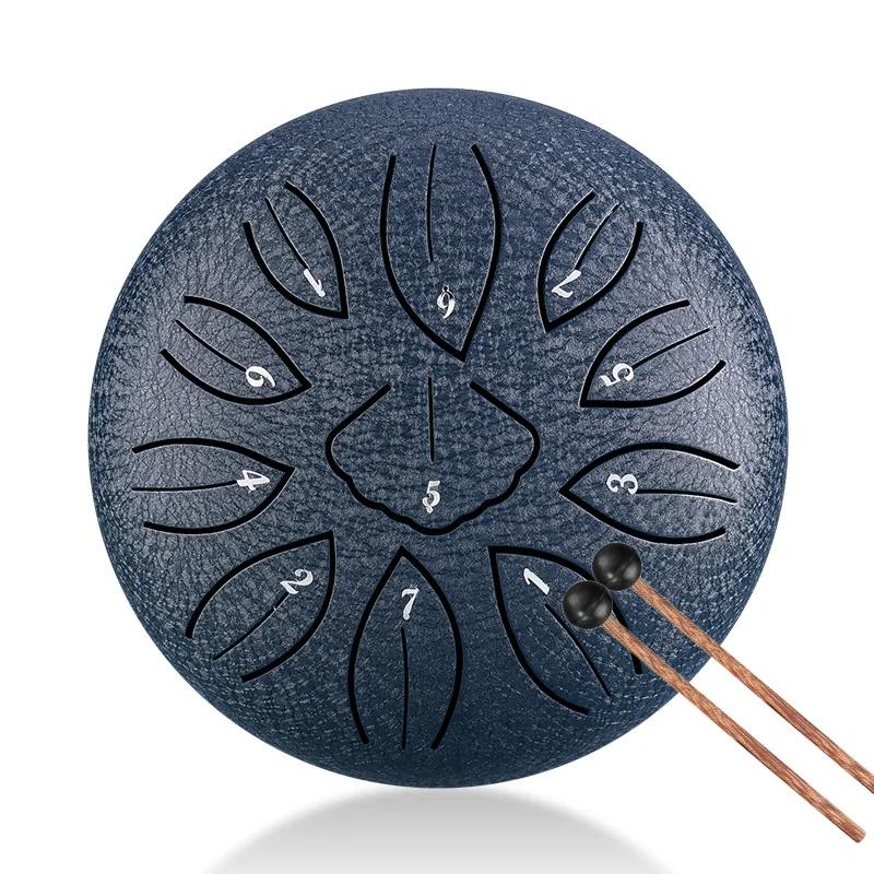 Hluru Glucophone Steel Tongue Drum 6 Inch 11 Notes C5 Key Drums Tone Ethereal Hand Pan Drum Instrument Musical Instruments