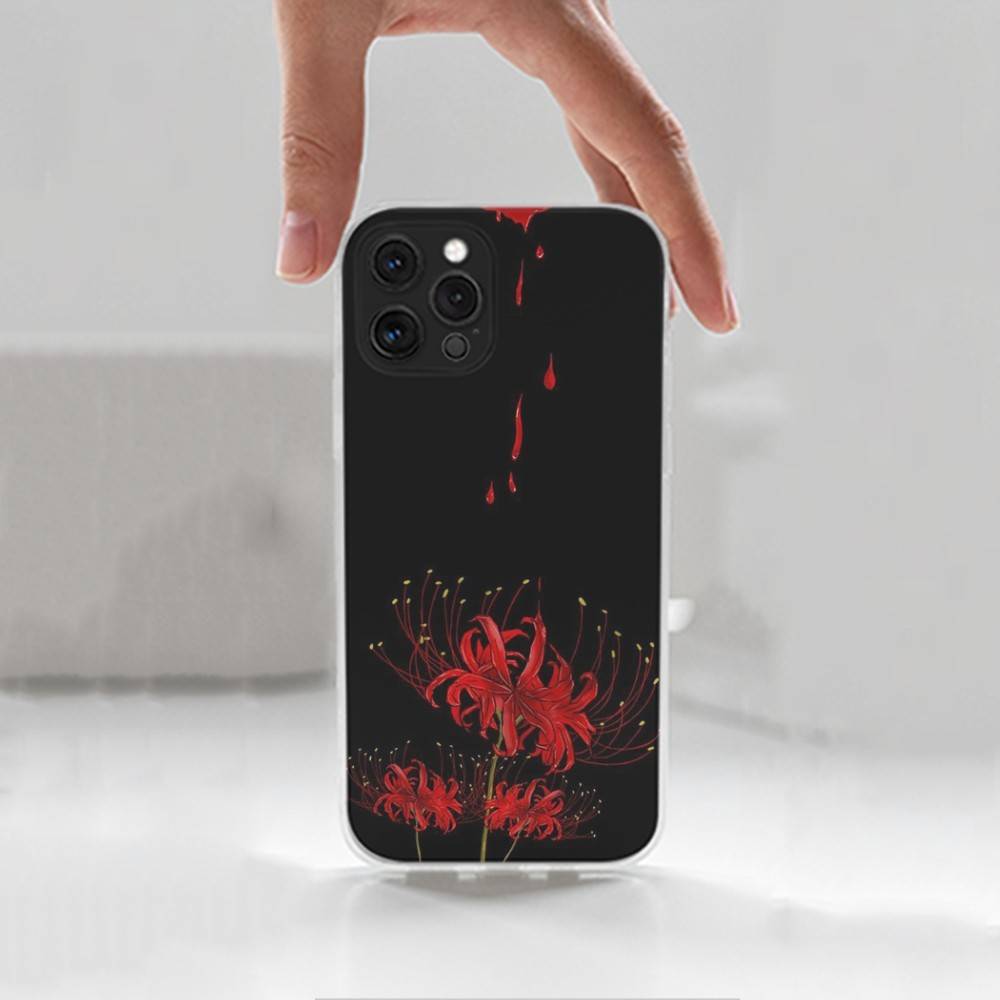 Red Spider Lily Flowers Case For iPhone Max,13,XR,SE,12,15,Pro,17,Plus,11,14,16,X,XS,Mini Transparent Soft Cover