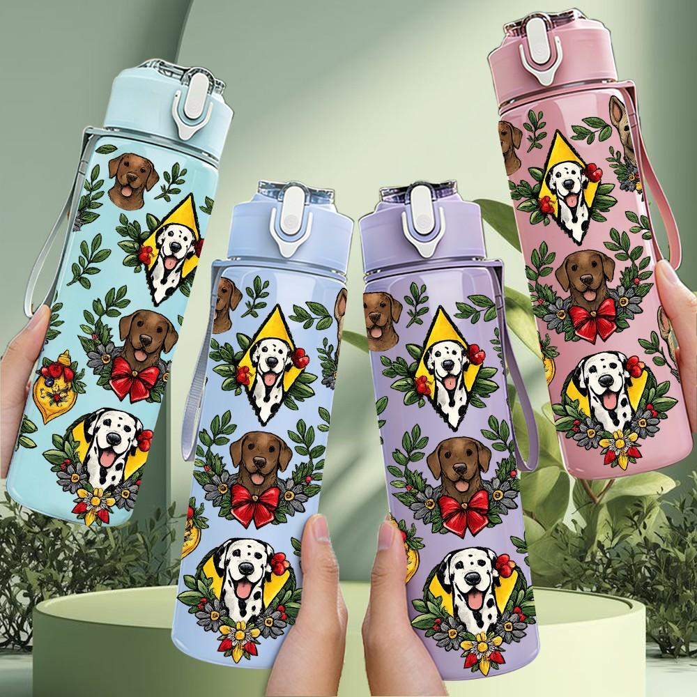 1PC Bohemian Leaf Flower Botanical Print 750ml Color Plastic Sports Water Bottle Leakproof Flip Straw Lid Suitable for Sports Office Home Use