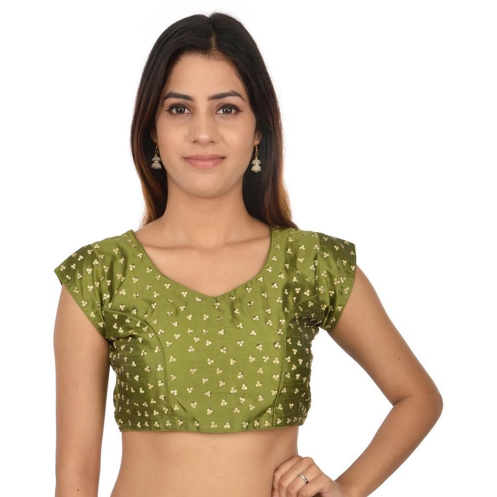 Women's V Neck Desigenr Choli Indian Bollywood Wedding Wear Stitched Blouse