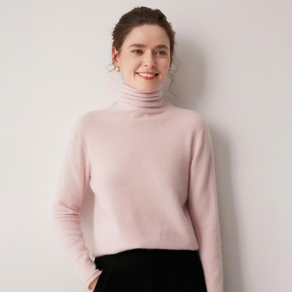 Le Ka Sha Women's 100% Pure Cashmere Turtleneck Pullover, Autumn/Winter 2026, Rolled Edge, 12-Gauge Knit Base Layer.