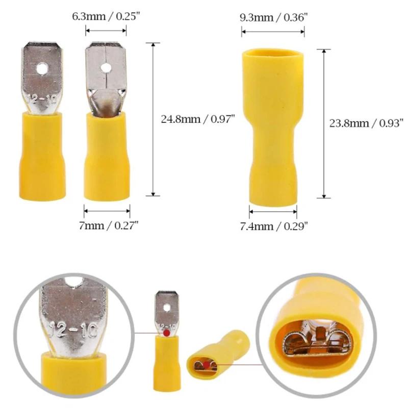50 Pairs Electrical Insulated Wire Connectors Kit Blue Red Yellow Spade Quick Disconnect Connector Crimp Cable Terminals