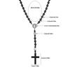 Rosario Nero alla Moda con Perline Rotonde Croce Classica con Ciondolo Regalo Rosario