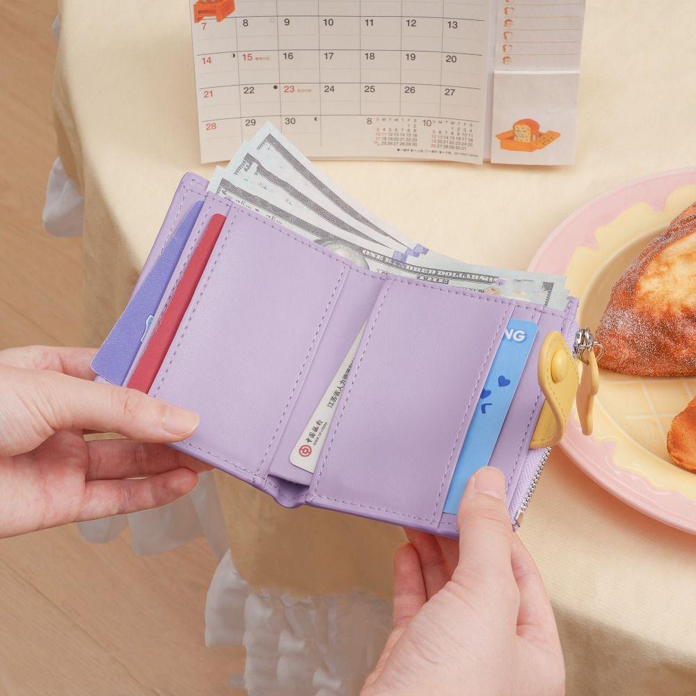 Korean Style Embroidery Sausage Dog Wallet Purse PU Leather Card Holder Card Bag  Women