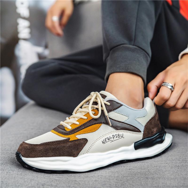 

Мужская обувь осень 2024 новый модный бренд студенческая дышащая мужская повседневная спортивная обувь для папы универсальная платформа Форрест Гамп модная обувь 44 бежевый