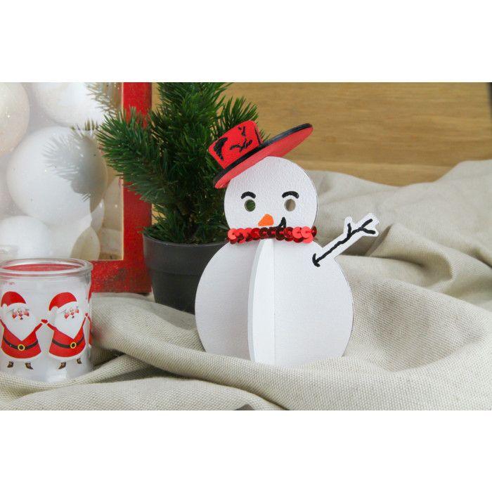 Bonhomme de neige - 0 - Téo - Bois - 13 cm - Naturel