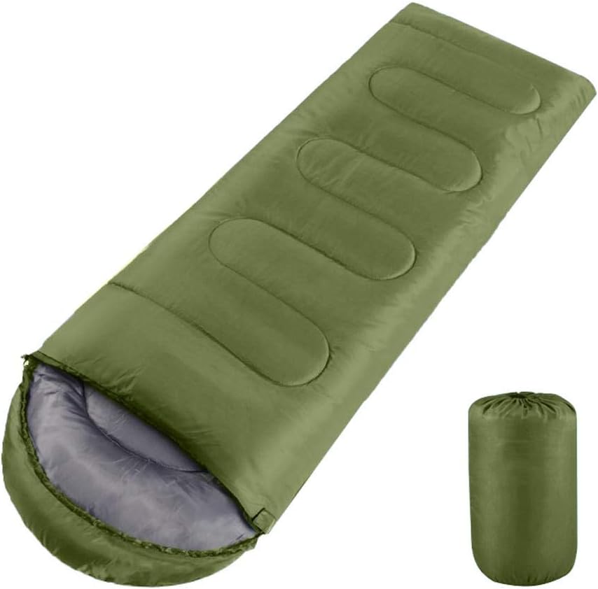 

Кемпинговые спальные мешки Одноместный спальный мешок-конверт для взрослых Легкое теплое снаряжение для пешего туризма и кемпинга зелёный