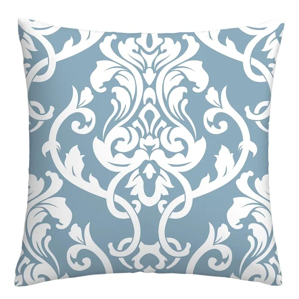 Blue and White Geometric Diamond Pillowcase Office Living Room Home Pillowcase Car Ornaments