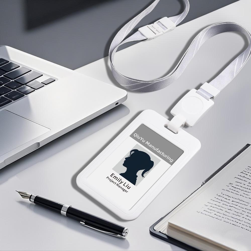 

Retractable Working Permit Case with Lanyard Card Bag High Quality Card Holder Office Supplies белый