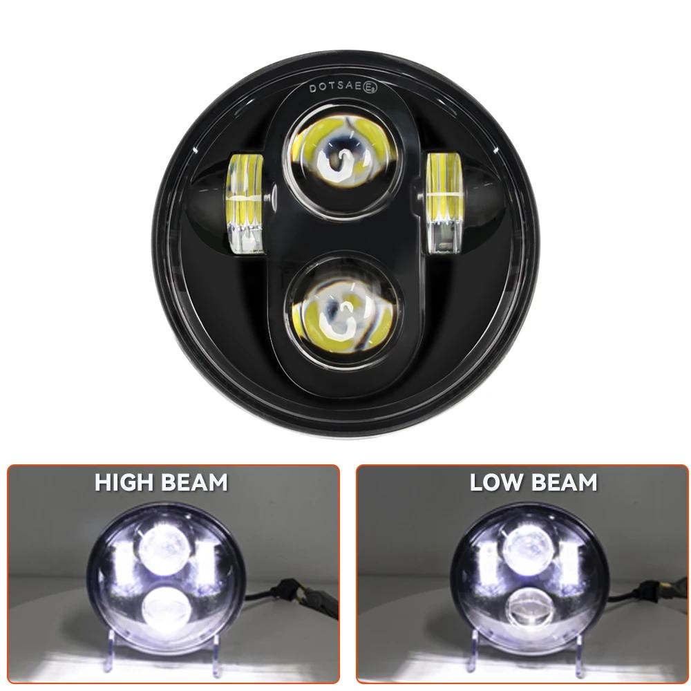 5.75 Inch Black Halo Angel Eyes LED Headlight For Triumph Sportster 1200 883 Street 500 750 5-3/4" Projector Round Headlamp