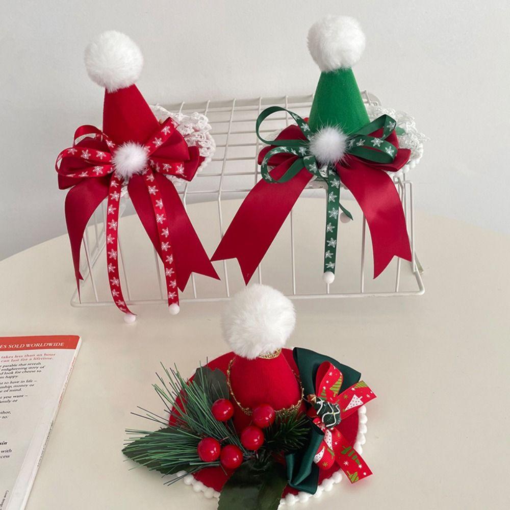 Vánoční formální klobouk Dětský vánoční klip do vlasů Mašle Vánoční klobouk Čelenka Dětský