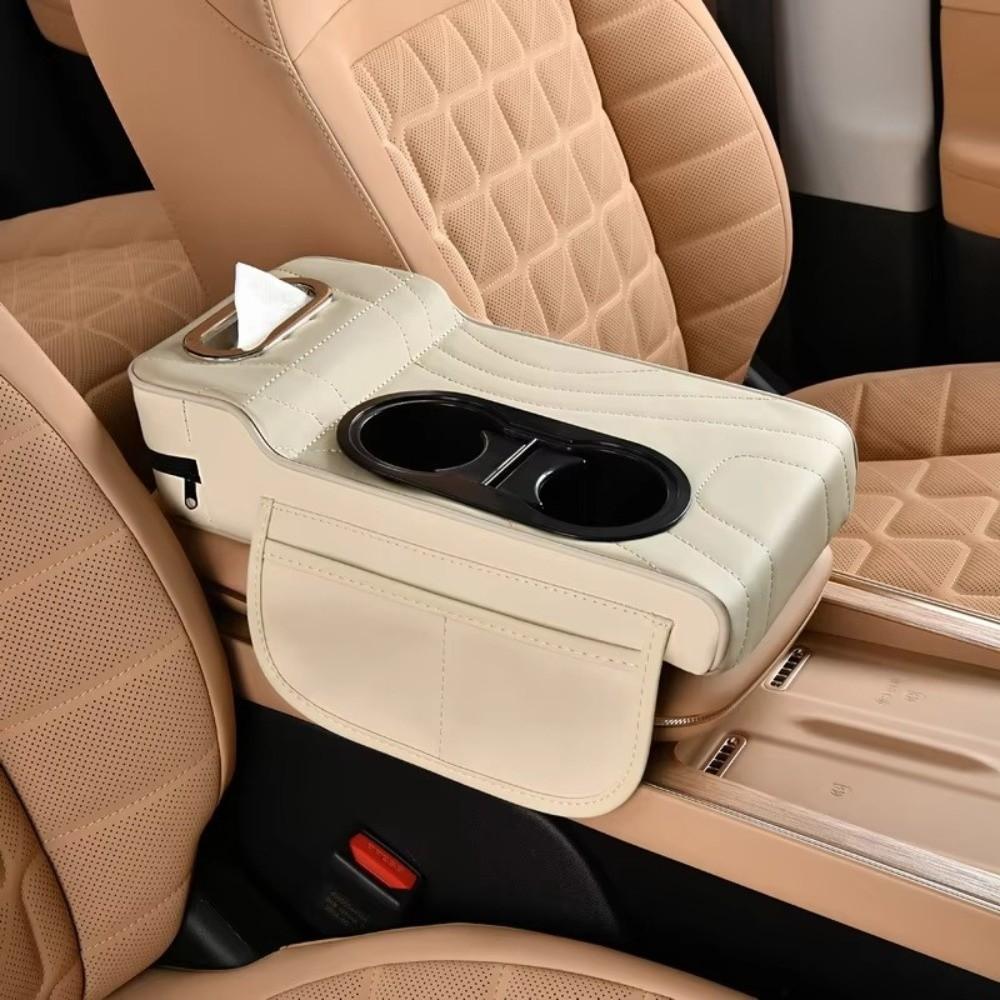 Durable Four-In-One Car Center Armrest Box PU Leather Multi-Function Vehicle Tissue Box Auto Accessories Cup Holder Armrest Pad