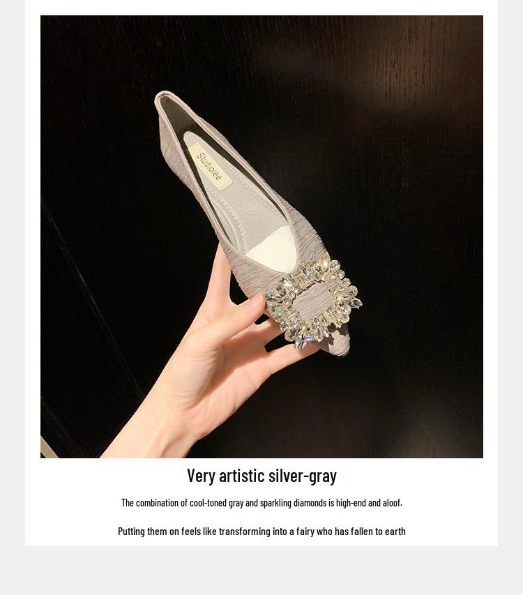 Grape Mom Studio: Spring French Rhinestone Pointed Toe Flats for Women