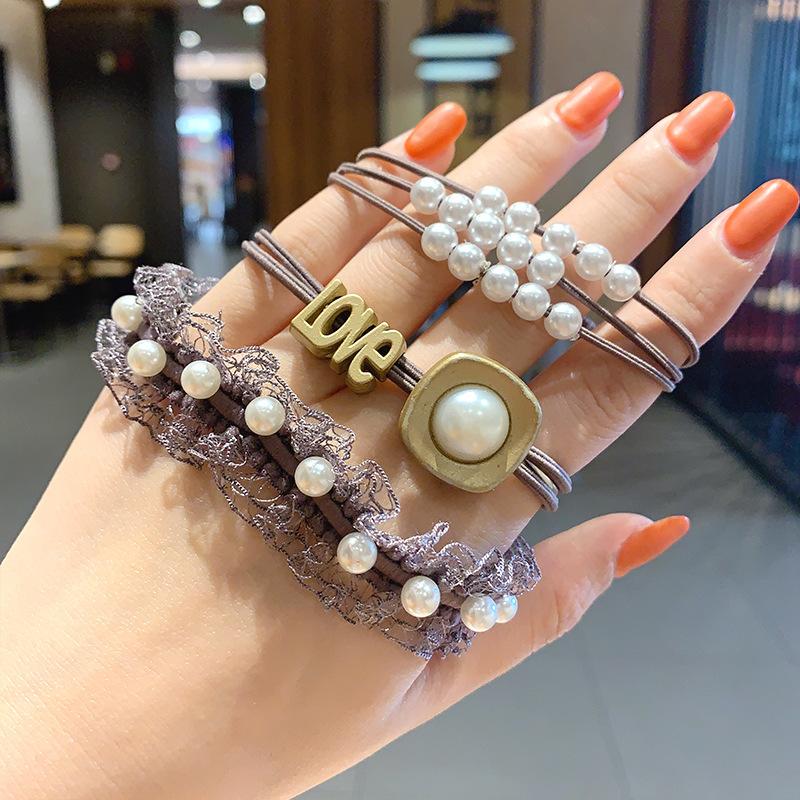 Elastici di Base a Sfera di Perla per Capelli da Ragazza Coniglio Rosa Coda Elastico Scrunchie Anello Elastici 2023 Set Accessori per Capelli